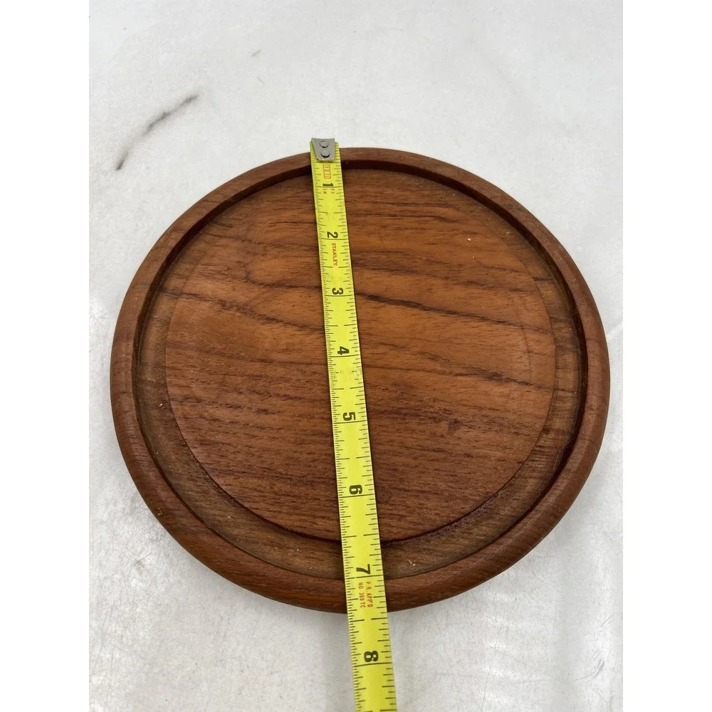 Dolphin Teakwood Cheese Dome Glass Cloche Server Mid Century Modern Wood